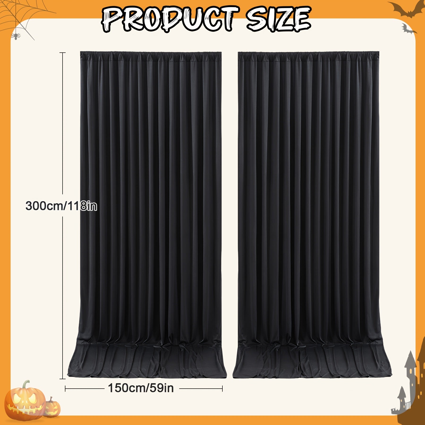 2pcs, 5Ftx10Ft White And Black Backdrop Curtain Ideal for Parties And Weddings, Wrinkle-Resistant Photo Curtain Background Fabric Trim Perfect for Wedding Backdrops, Christmas, Halloween, And Birthday Celebrations
