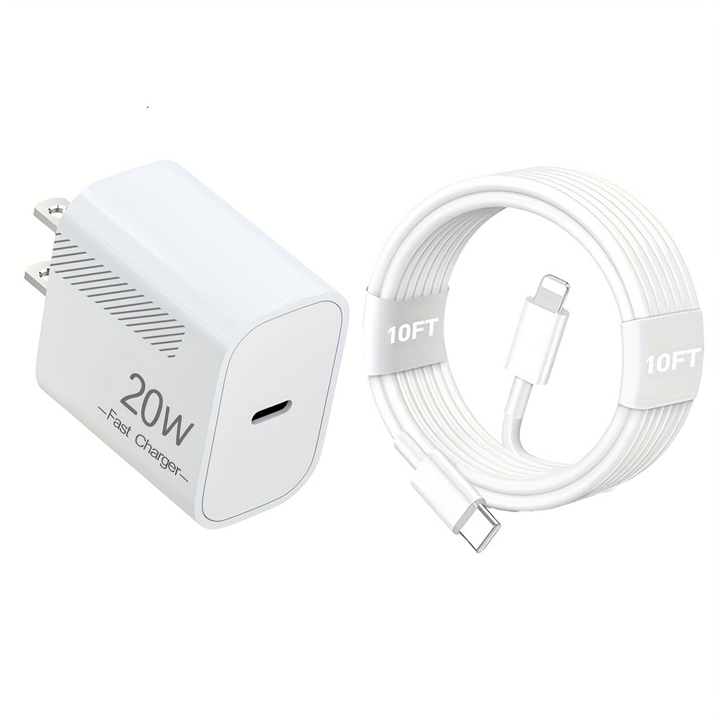 for iPhone Fast Charger 3+3Pack 20W USB C Wall Charger with 10ft L Fast Charging Cable Compatible for iPhone 14/13/12/11/Pro/Pro Max, for Old iPhone Charger