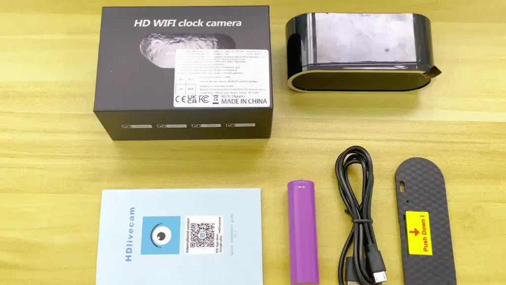 [1080P WiFi Camera] 1080P WiFi Camera Night Vision Wireless Clock Camera With 64G Memory Card, Night Vision, Motion Detection, Loop Recording, 2.4GHz WiFi Connection, Lithium Battery Powered, Remote Live View, Ideal For Home, Office, Warehouse Monitoring