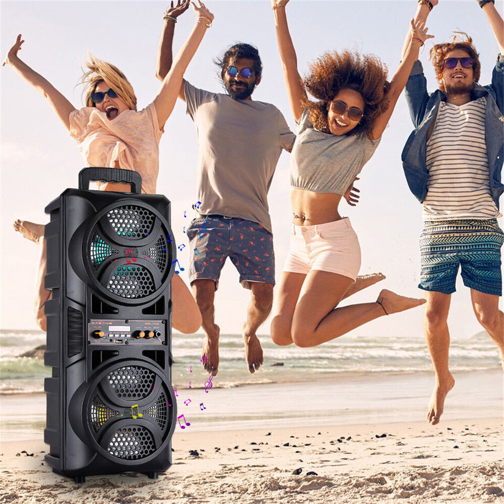 3000w Portable Wireless Bluetooth Speaker Sound System Party Dj karaoke Dual 6.5" Woofer Speaker Led Light With Microphone Rechargeable USB FM AUX TF TWS With a Pull Rod and Wheels Outdoor Speaker