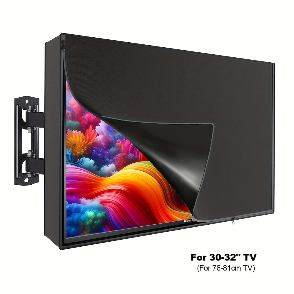 Outdoor TV Cover, Roll Up Front Flap With Non Scratch Soft Liner Protect LED Screen, Zipper Access Weatherproof TV Protector, Outside Television Cover Fit Wall Mount